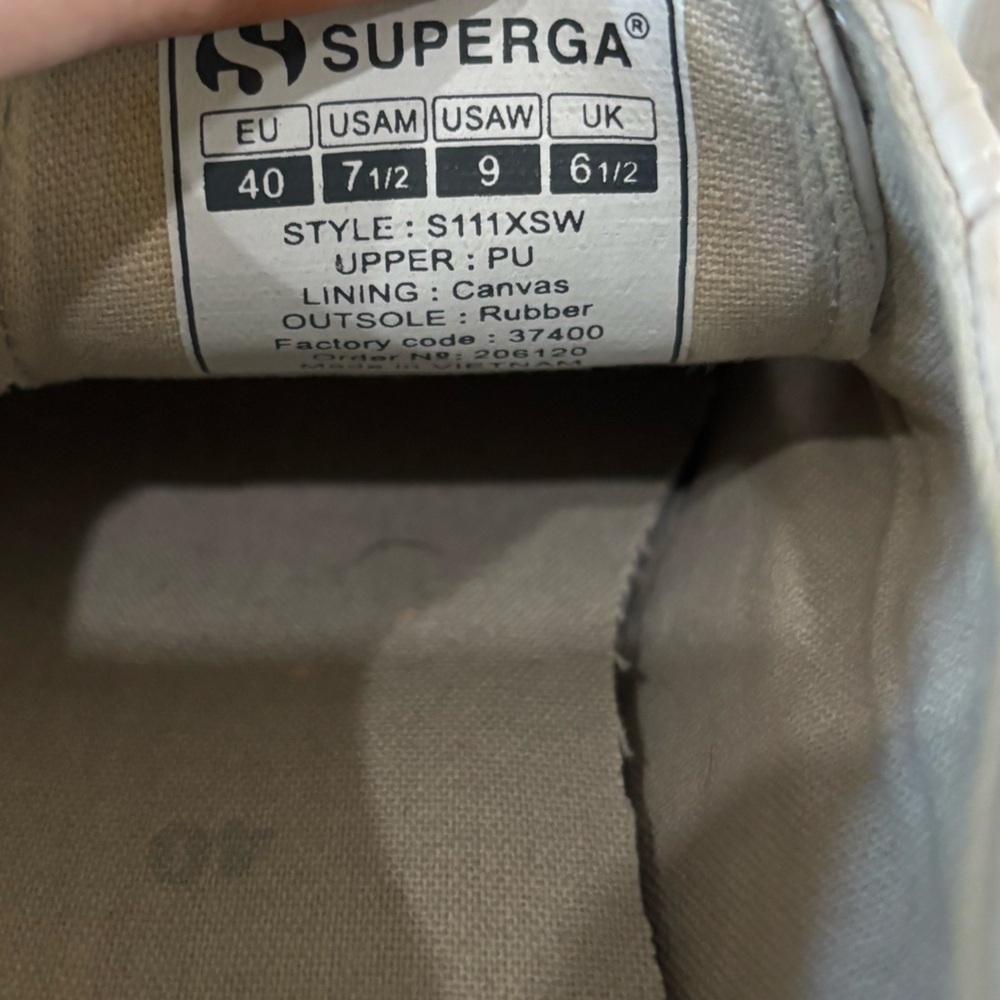 Superga Cream Taupe Crocodile-Embossed Low-Top minimalist Sneakers - Picture 7 of 7